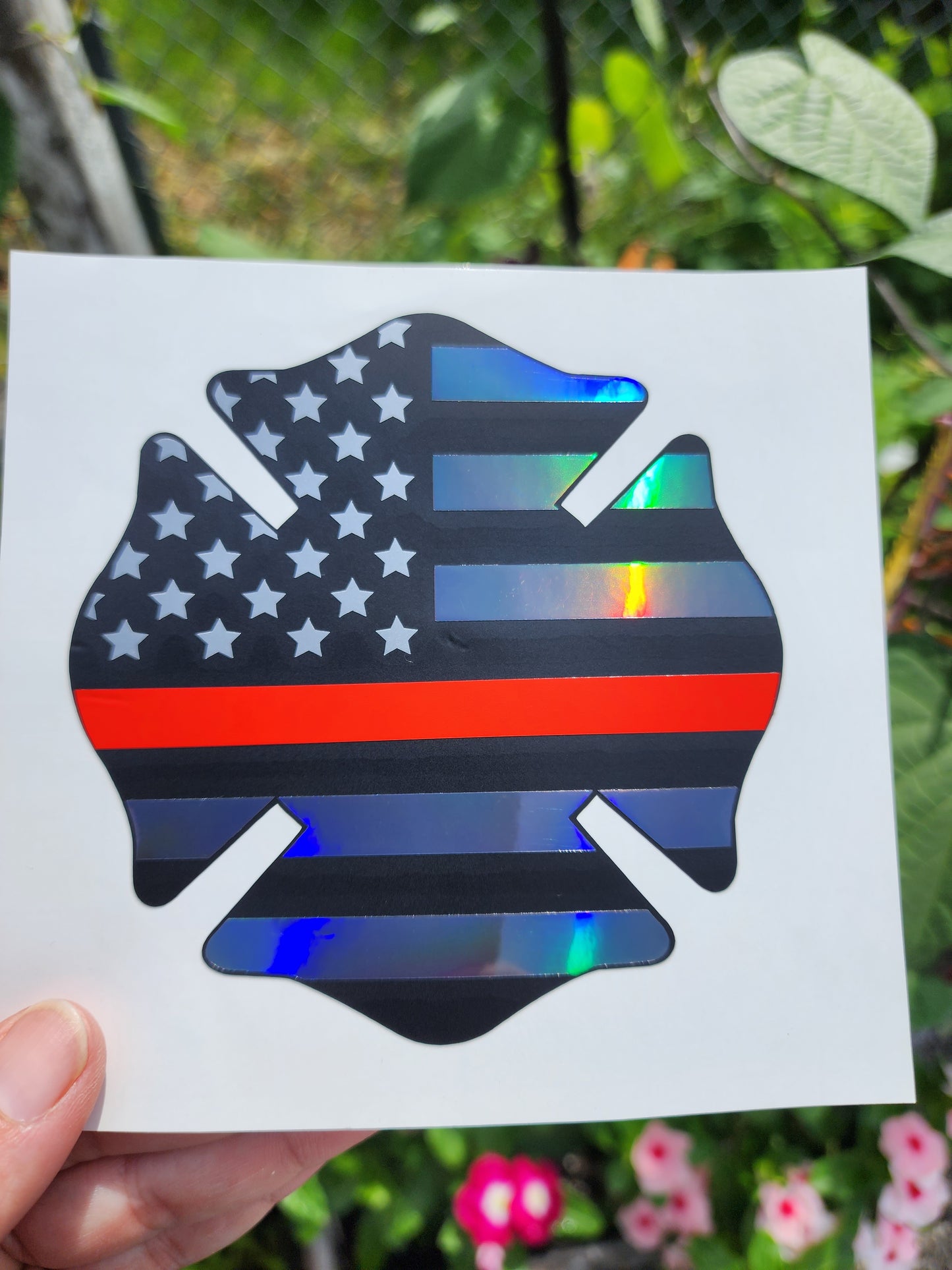 Fireman Badge Support. Car Decal.