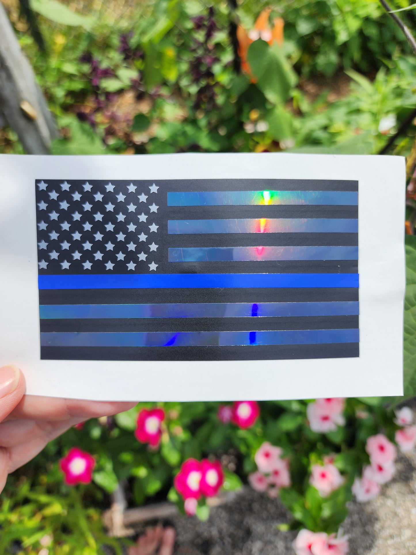 Police Support. Flag style "Thin blue Line". First responder support.