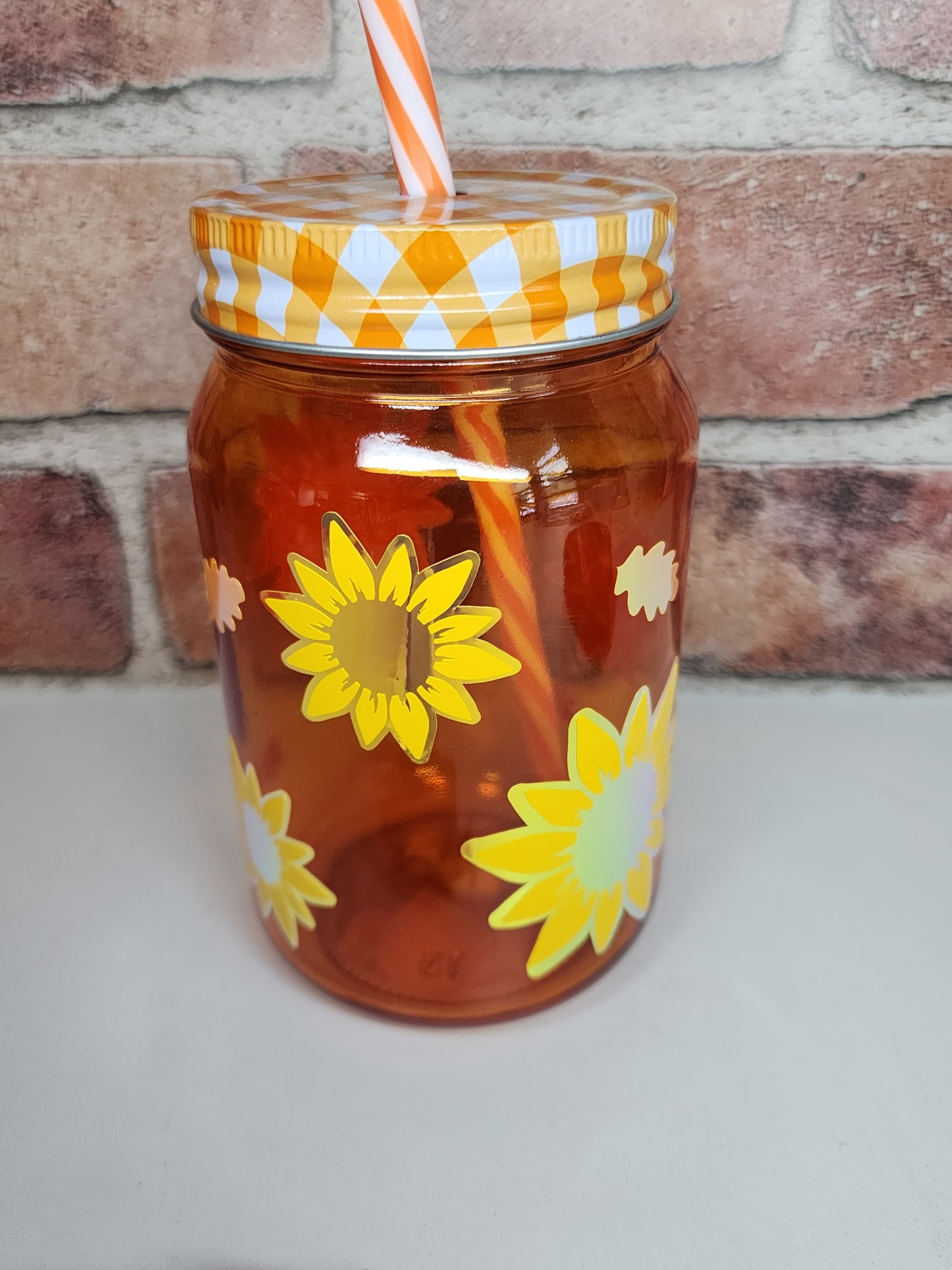 Pumpkin Fall Vibes. Orange Mason Style jar.