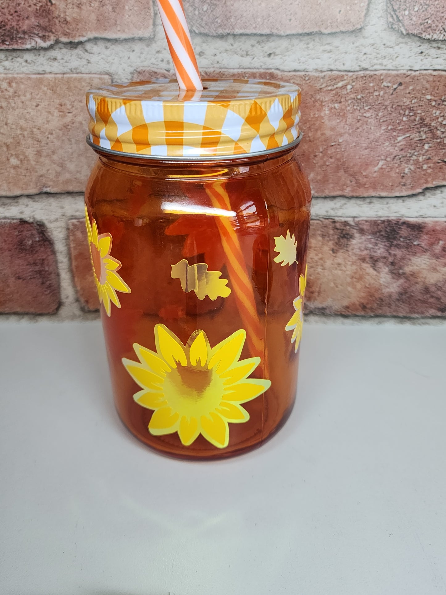 Pumpkin Fall Vibes. Orange Mason Style jar.