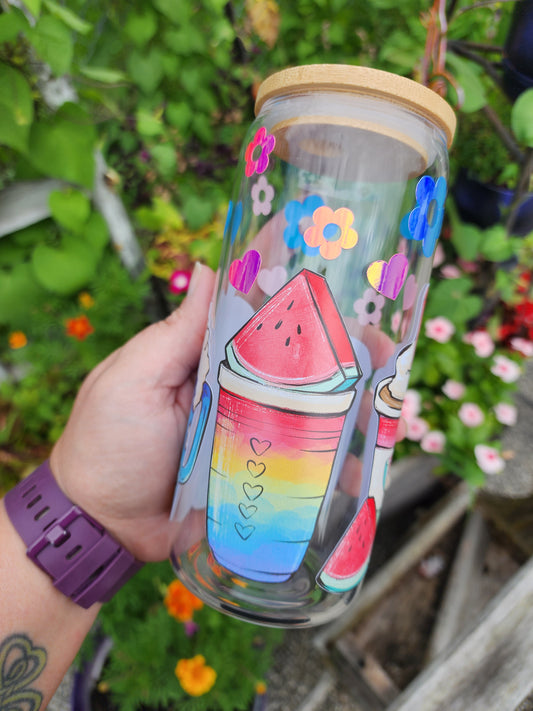 Watermelon cup Summer vibe | 20oz glass can