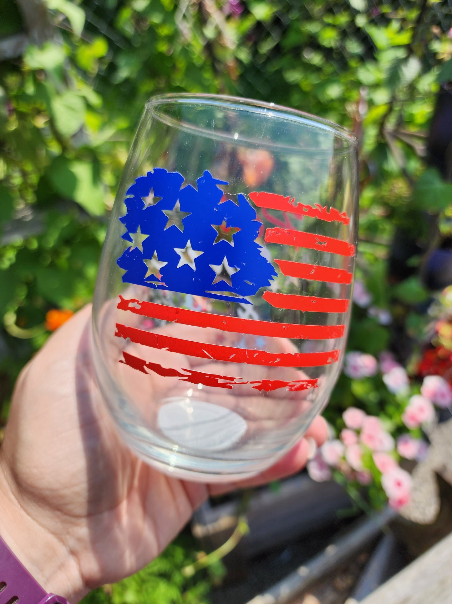Patriotic Wine Glass. Flag