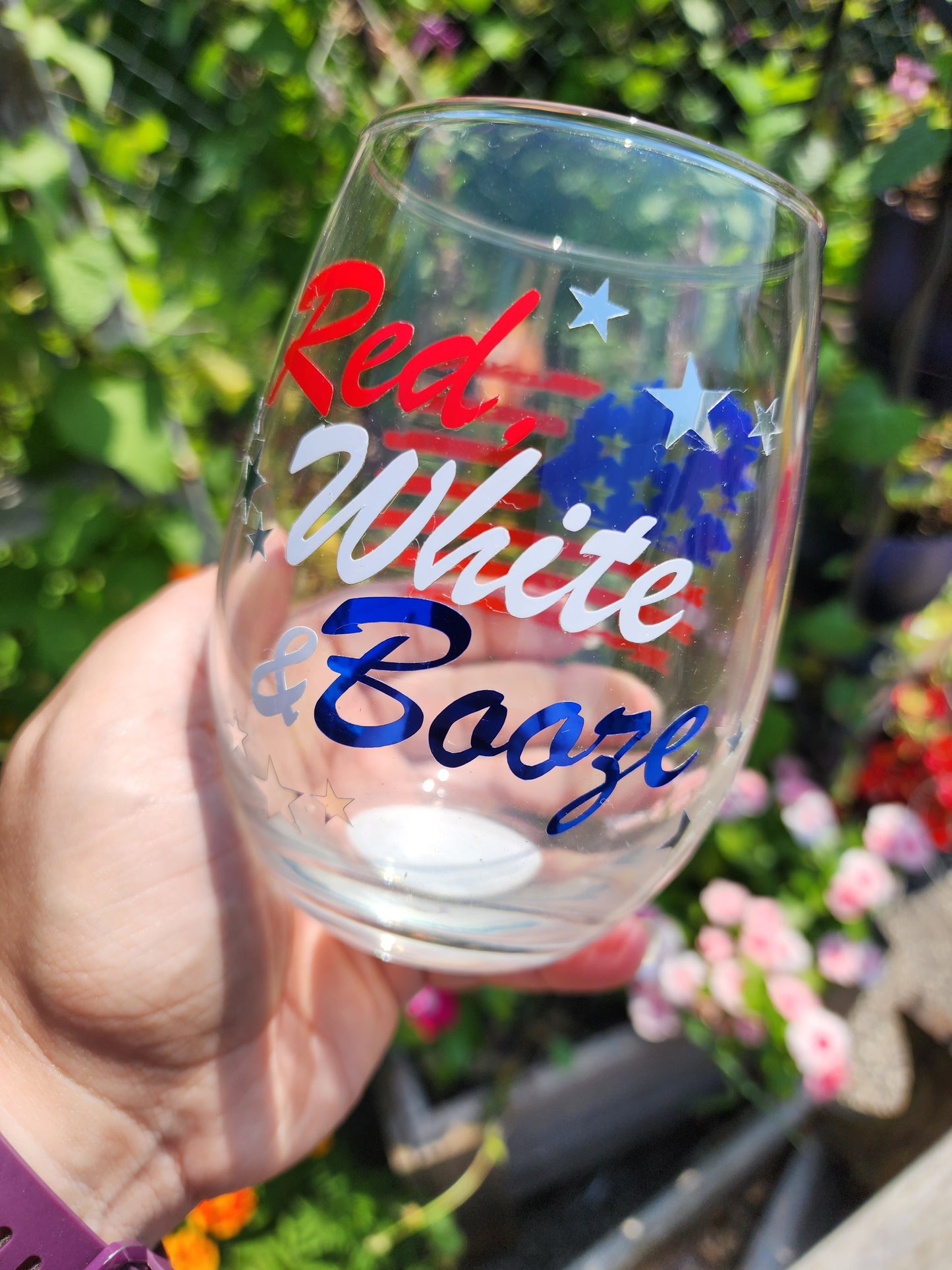 Patriotic Wine Glass. Flag