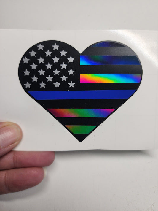 Police Support Hearts. Car Decal.